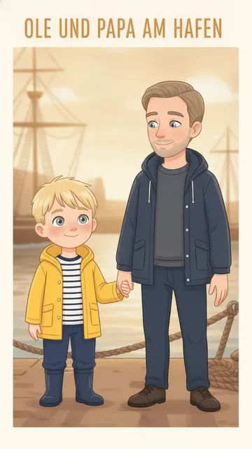 Ole und Papa am Hafen